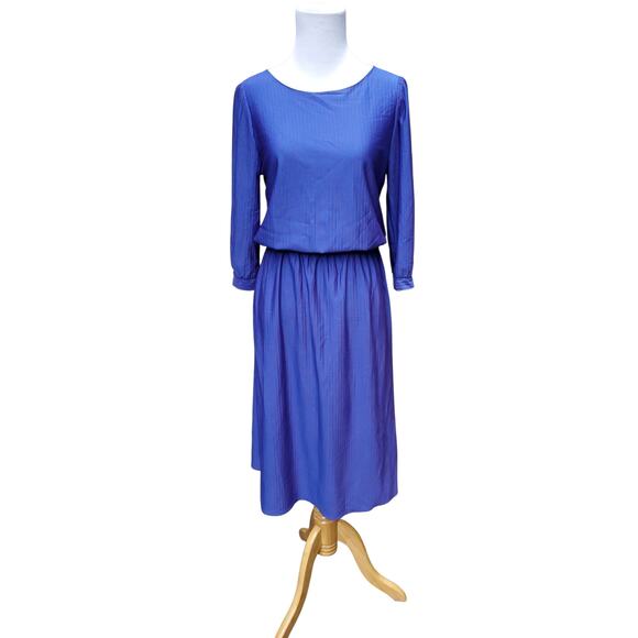 Vintage New Division Blue Red Stripe Belted Shirt Dress Day Dress Size 9 / 10 - Picture 1 of 16